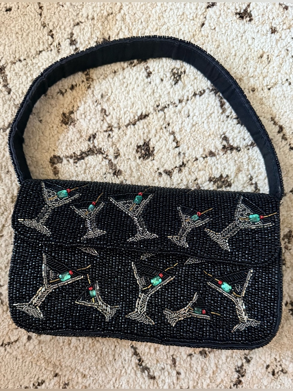 LIKE NEW VIRAL BEADED MARTINI  SHOULDER BAG, BLACK